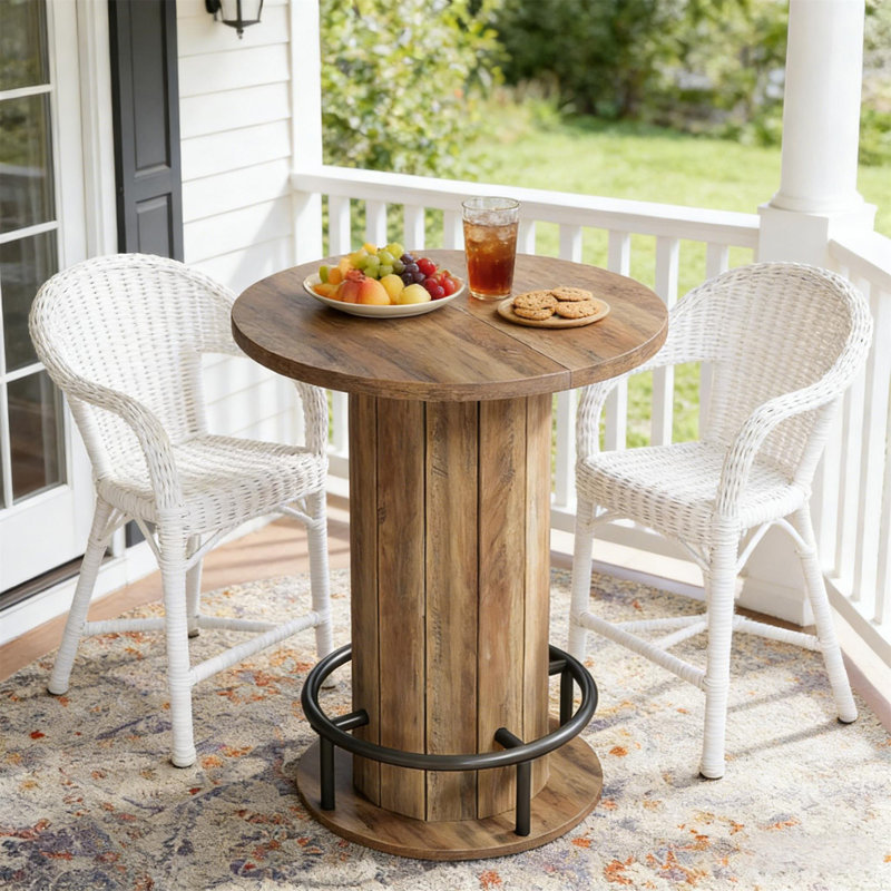 Small Meeting Table,Bar Table,Round Dining Table, Rustic Brown