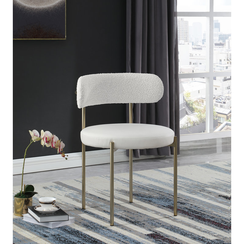 Beacon Contemporary Cream Faux Leather Dining Chair with Brass Legs