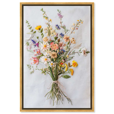 Art classique brodé sur toile, "Wildflowers" par Art Remedy