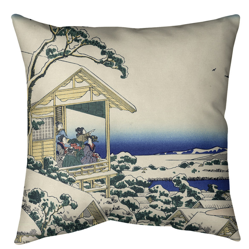 Coussin de thé Tea House at Koishikawa, 36 po x 36 po, Blanc