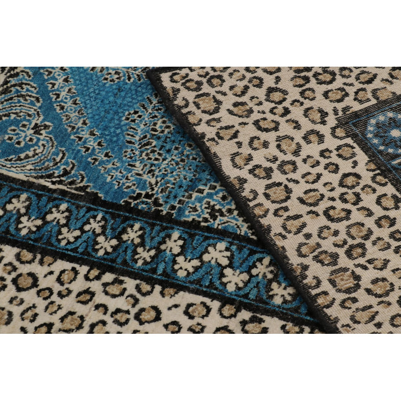 Rug & Kilim’S Modern Rug In Electric Blue And Beige