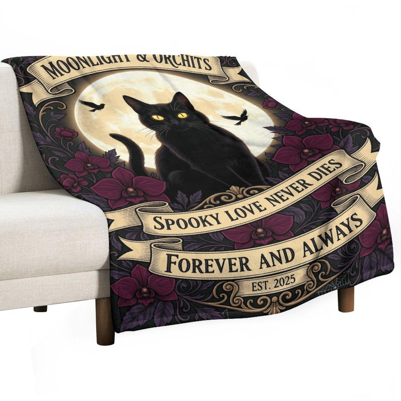 Jeté en flanelle de luxe chat noir clair, couverture douce et chaude pour le canapé-lit du salon, 30 po x 40 po