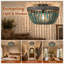 Plafonnier vintage en bois bleu perlé, lampe bohème de 35 cm