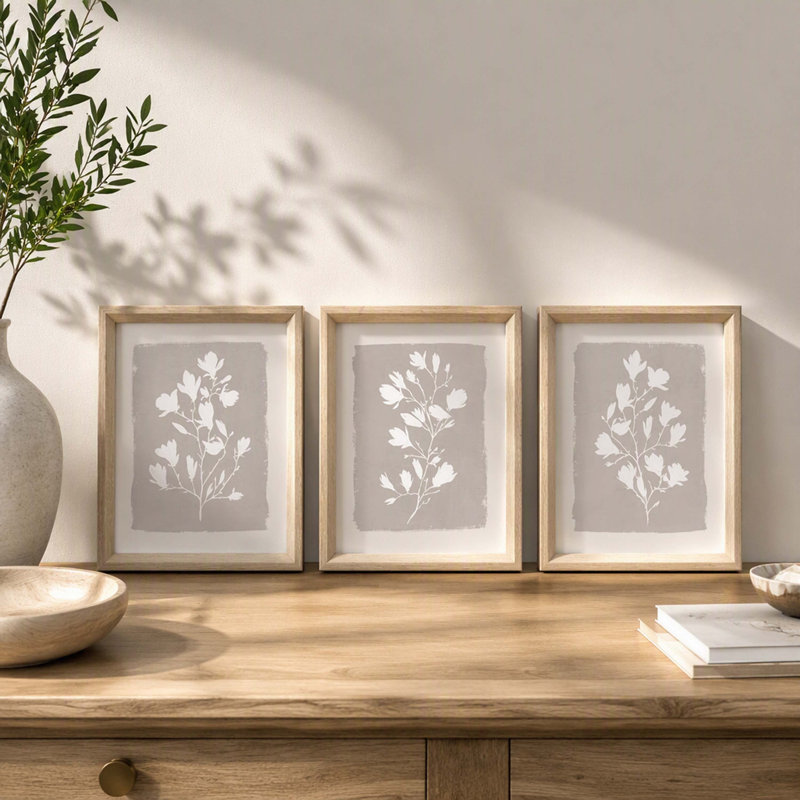 Three-piece Assembled Framed Glass Wall-Art Collection