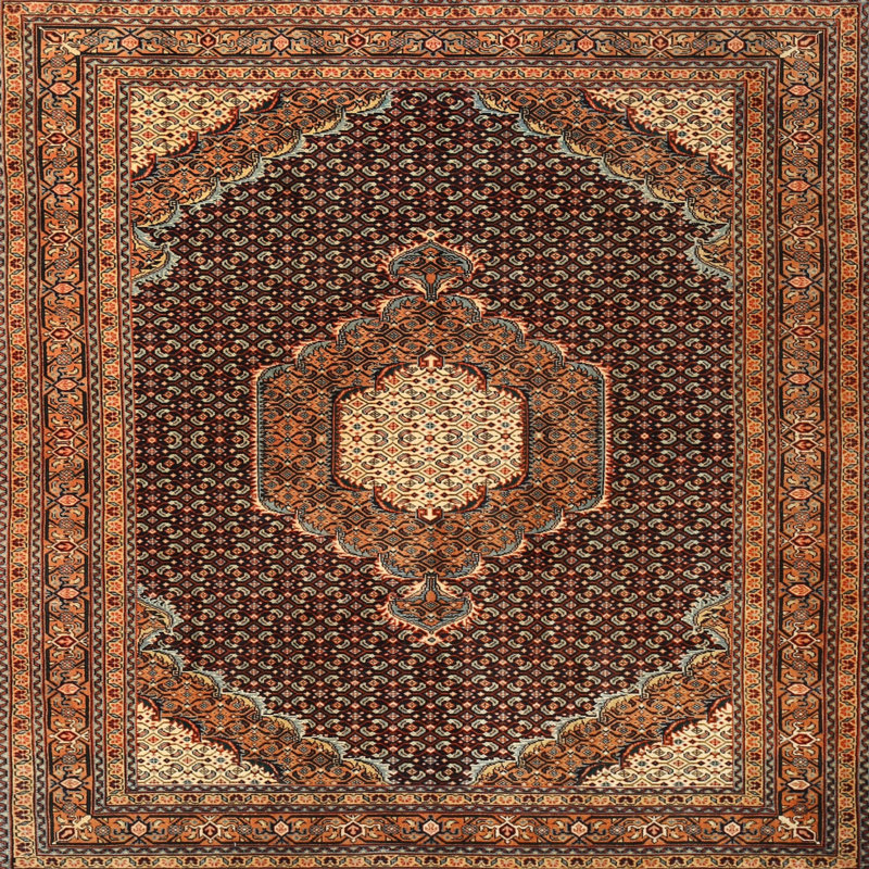 Tapis traditionnel brun / jaune Dietlinde, Rond 5 pi