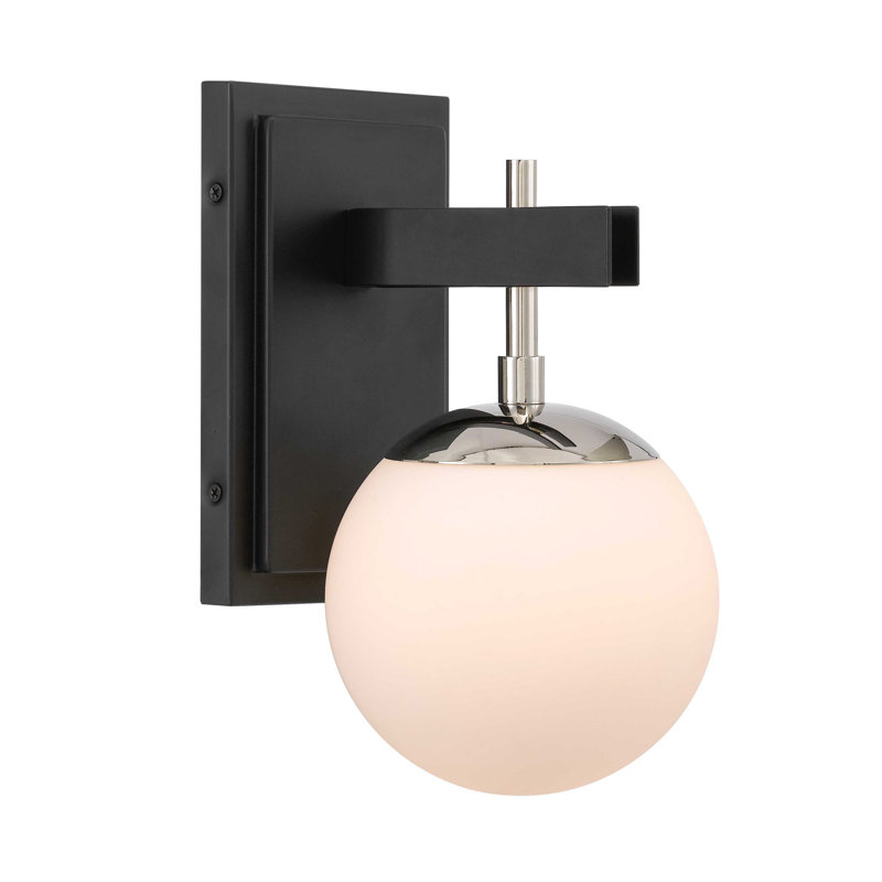 Luminaire pour meuble-lavabo de salle de bain 1 lumière Allie - nickel poli Allie, Noir / nickel poli
