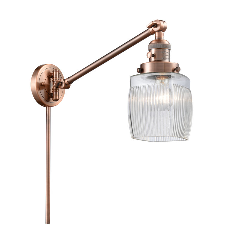 Bras articulé à 1 lumière à intensité variable Mireya, Halophane transparent, Nickel poli, Ampoule non incluse
