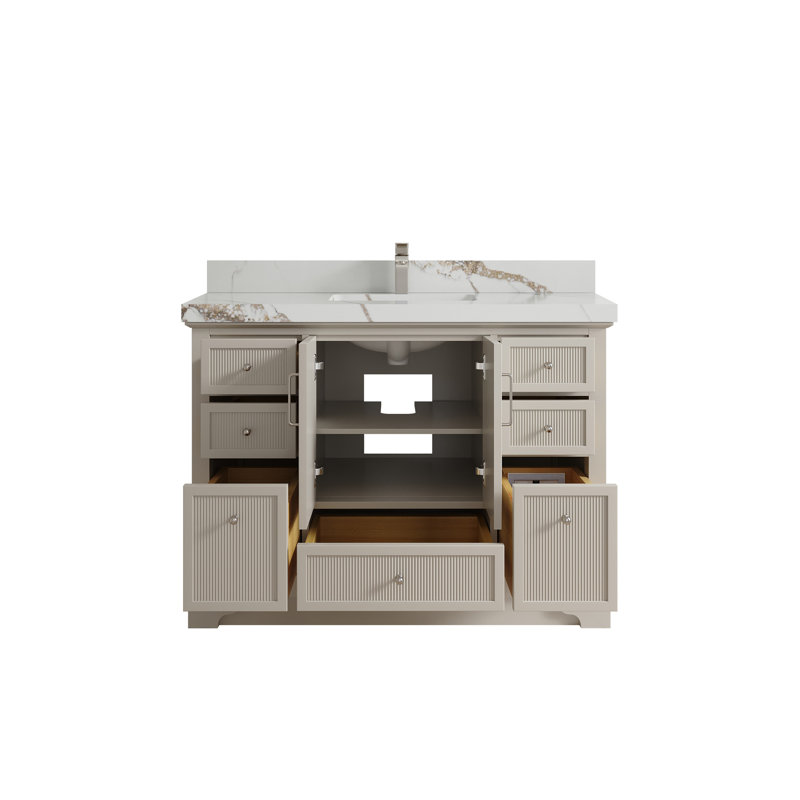Alys 48'' Single Bathroom Vanity with Quartz Top, Calacatta Gold