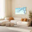 Ensemble de 1 tableau sur toile représentant une branche de magnolia bleu et blanc-541532076