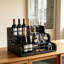 Étagère de présentation en bois à trois niveaux pour bouteilles, organisateur de porte-bouteilles noir moderne, support à vin en bois massif