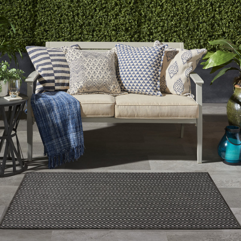 Tapis noir intérieur / extérieur Remmie, Rectangulaire 3 pi x 5 pi, Noir