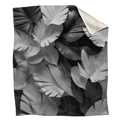Black White Leaves Blankets