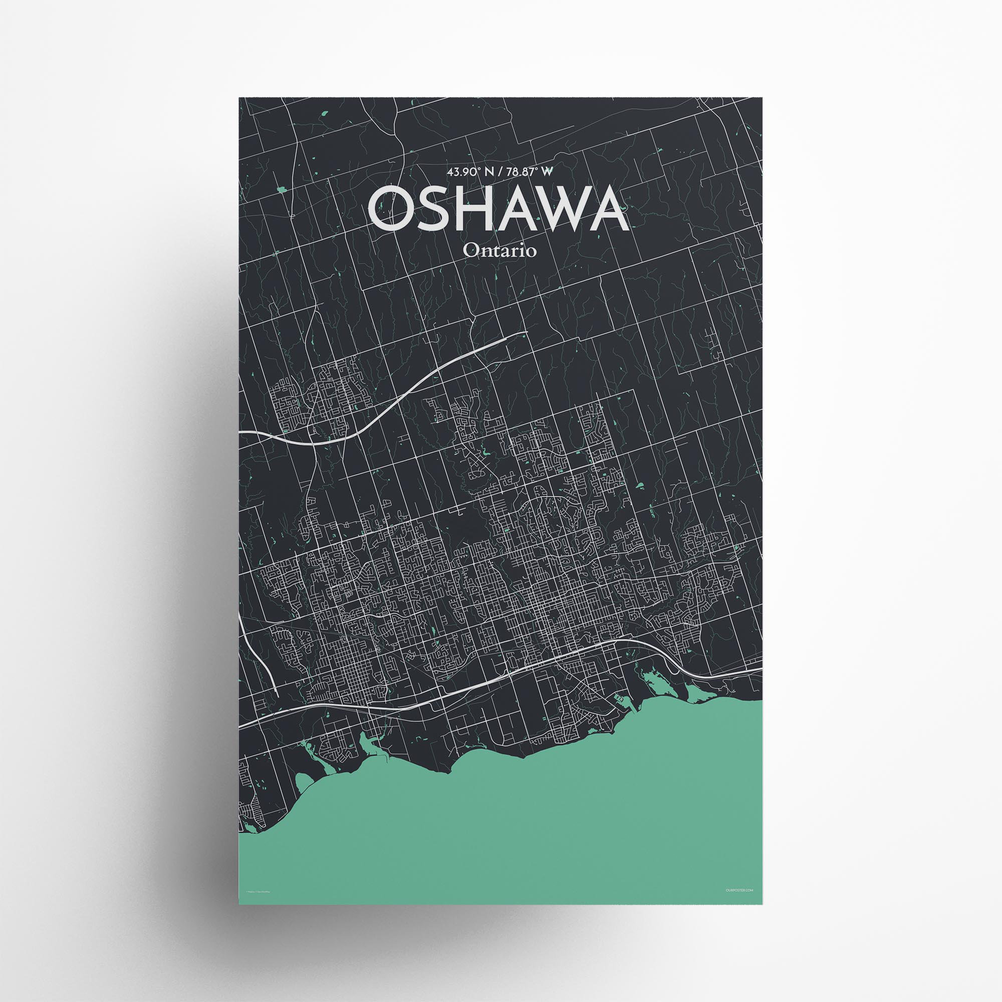 Trinx Oshawa Canada City Map On Paper Print Wayfair   Oshawa Canada City Map On Paper Print 