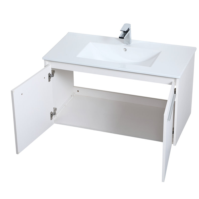 Ensemble de meuble-lavabo simple mural 36 po Agostini, Blanc