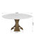 Aversa Modern Round Dining Table, Sintered Stone & Travertine Top | Solid Wood Base, 1-Step Easy Assembly For Dining Room-930410352-930410353