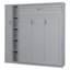 Lit escamotable double pleine grandeur avec tablettes, garde-robe et lumières DEL, gris-36907977-36907976