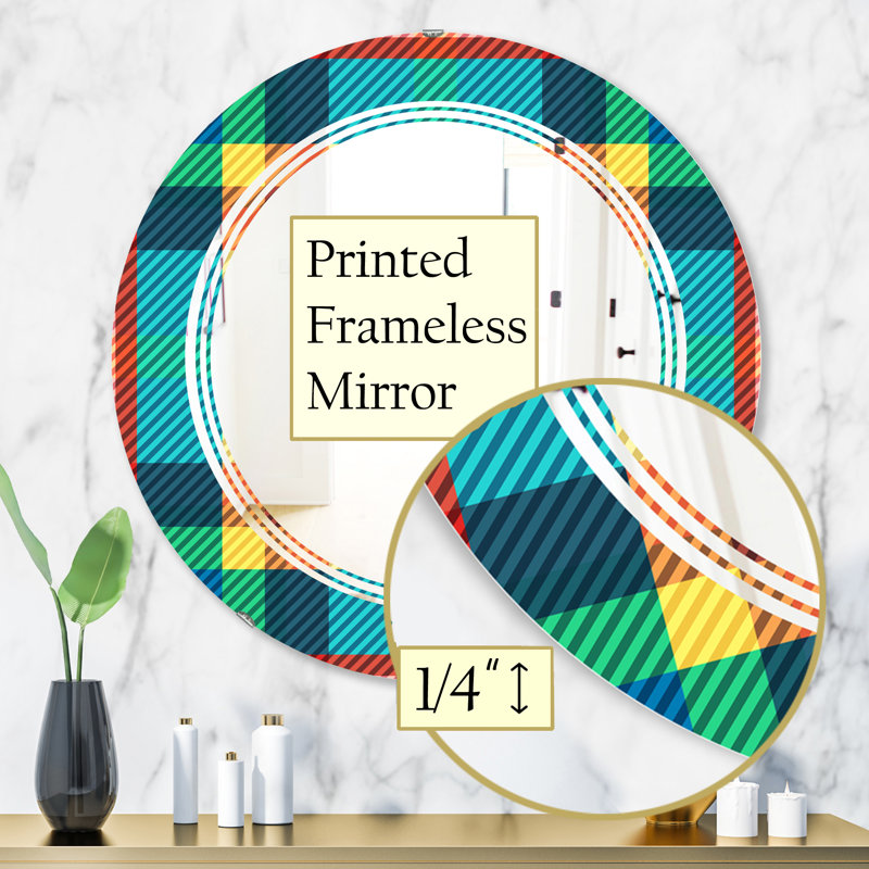 Modern Wall Mirror, 31.5" H x 31.5" W, Triple C Light Wave Pattern