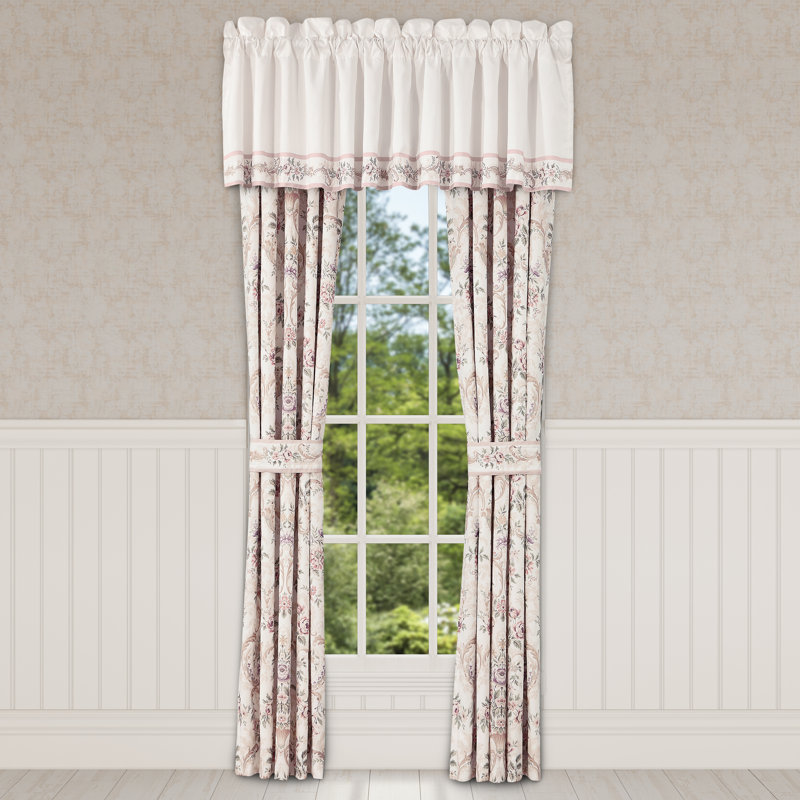 Blush and Violet Floral Patterned Microfiber Window Valance