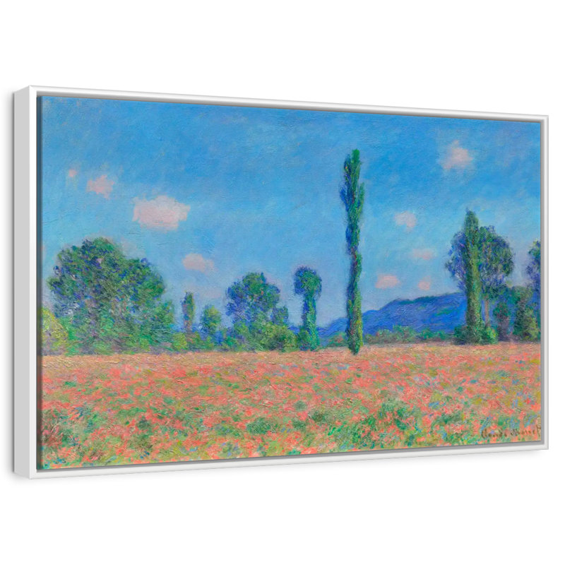 Champ de coquelicots, Giverny, 1891, 31 po x 21 po, Cadre flottant blanc