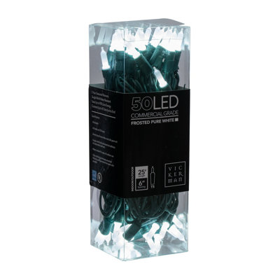 25' Frosted White Single Mold Italian LED Christmas light set.