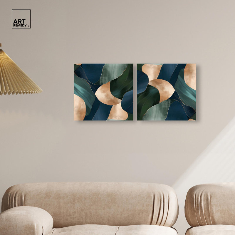 «Marine and Emerald Bits I Set», art géode sur toile par Art Remedy, Toile tendue, H 12 po x l 12 po