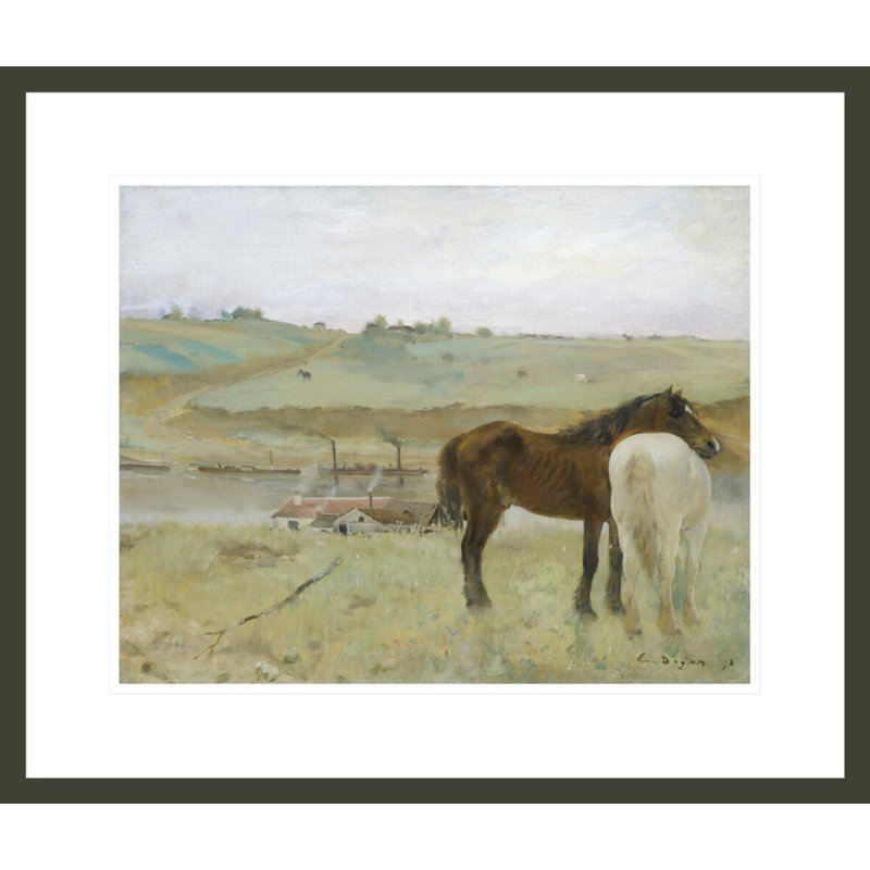 «Horses in a Meadow» par Edgar Degas, impression giclée encadrée, H 17,75 po x l 20,94 po