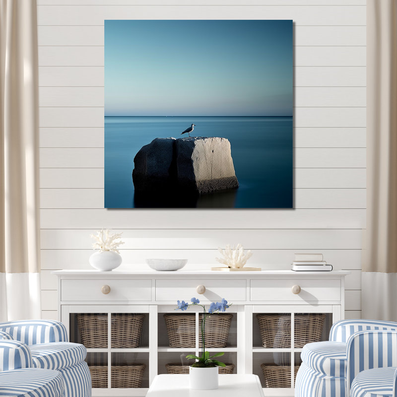Coastal Seagul Scenery Minimalisme sur toile, H 16 po x l 16 po x P 1 po, Toile tendue