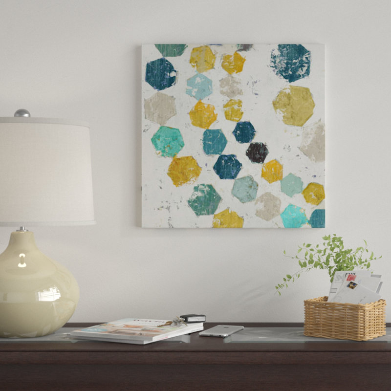 «Hexagon I», reproduction sur toile, H 12 po x l 12 po x P 0,75 po, Pas de tapis, Toile tendue