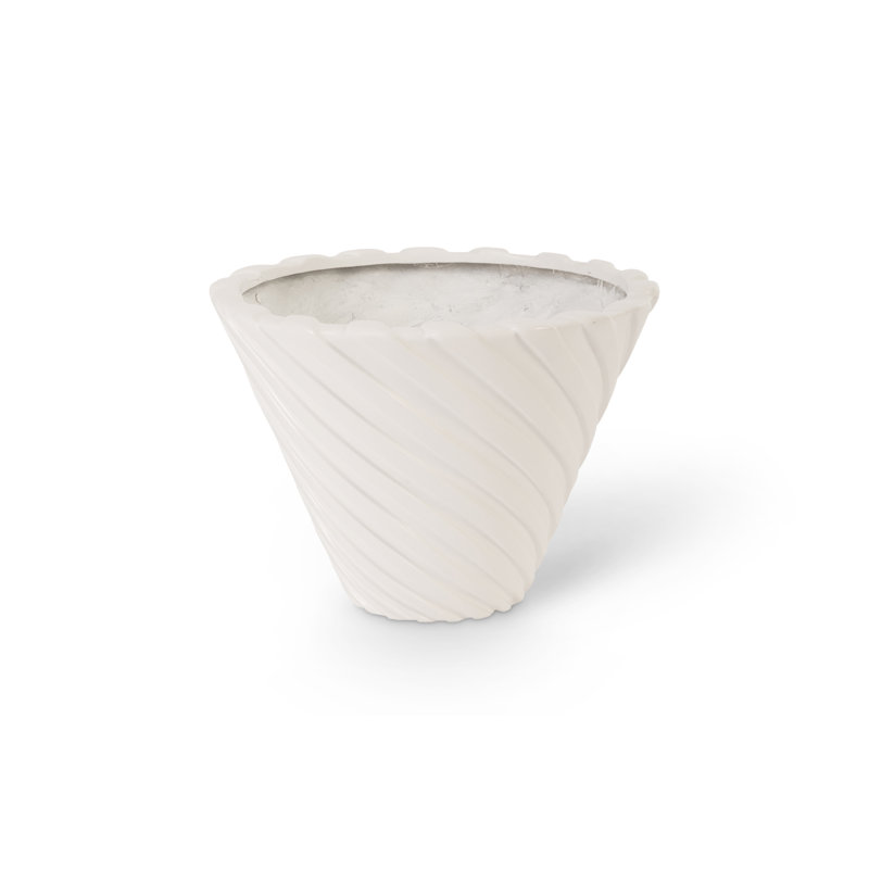 Pot à fleurs en résine Turbo, Enduit gélifié blanc, H 12 po x l 16 po x P 16 po