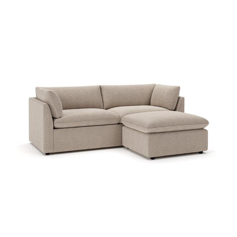 Canapé rembourré avec repose-pieds Kallie, Tissu bouclé gris Château Davis