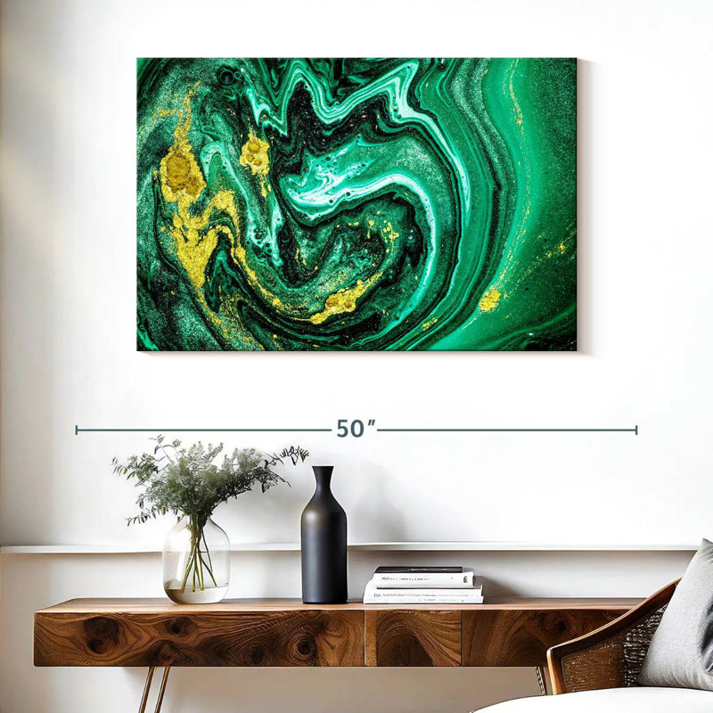 Avery Green Gold Abstract, 26" H x 39" W