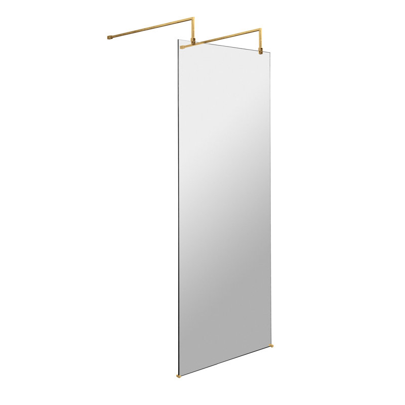 Brushed Brass Wetroom Screens Frameless Wet Room Glass Screens with Clear Glass, 195cm H x 70cm W