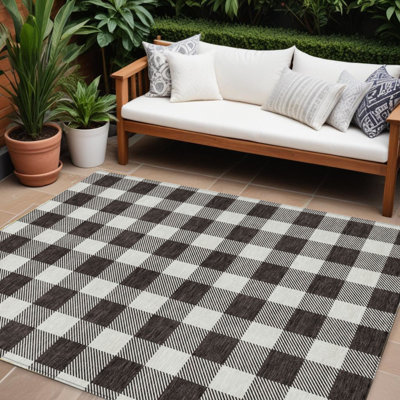 Tapis intérieur lavable noir et gris 9 pi x 12 pi