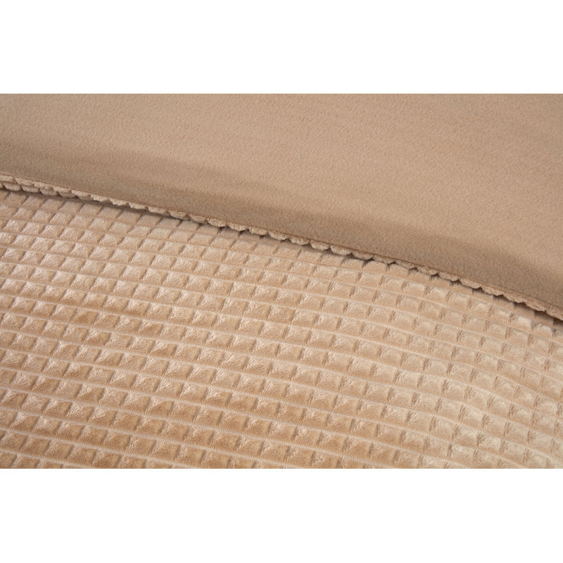 Luxury Waffle Teddy Fleece Polyester Solid Colour Duvet Cover Set with Pillowcases, Tan