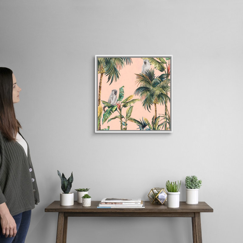 Reproduction d’art sur toile, "Tropicano I" par Eva watts, H 22 po x l 22 po x P 1,75 po, Cadre blanc
