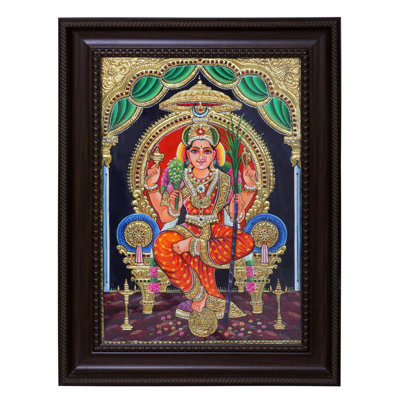Déesse Rajarajeshwari Tanjore, peinture | Couleurs traditionnelles avec or 24 carats