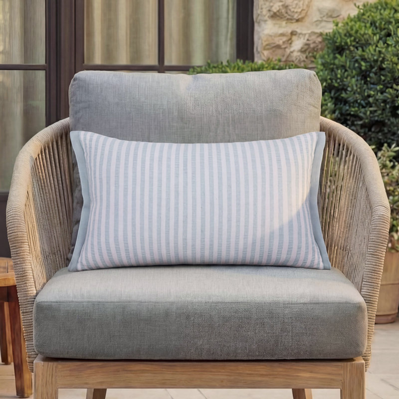 Hunter Rectangular Outdoor Pillows, Light Blue/White, Striped
