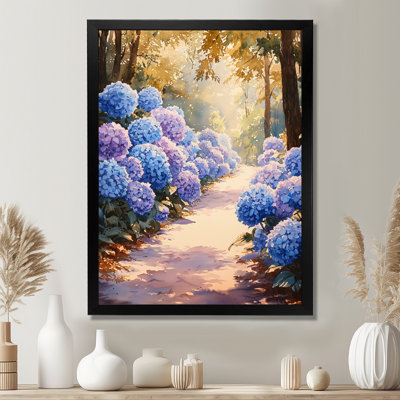 Hortensias dans le chemin du jardin III - Décoration murale florale
