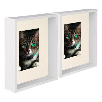 Nicola Spring - 8" x 10" 3D Deep Box Photo Frames - 4" x 6" Mount
