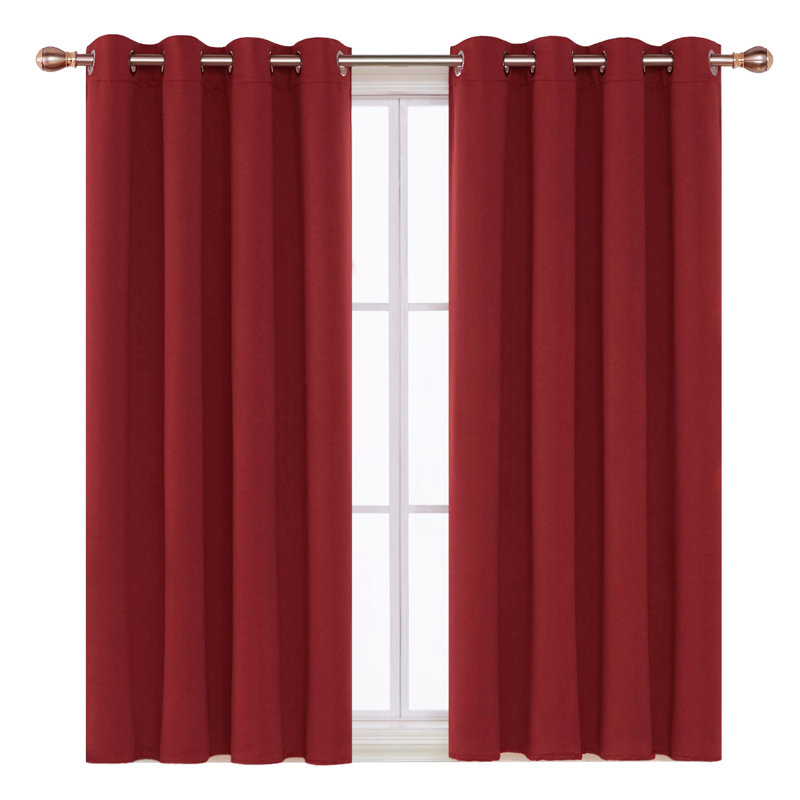 My Home Store Ultra-Soft Blackout Curtains Enguerran with Eyelets and Tie Backs, 167 W x 137cm D, Red