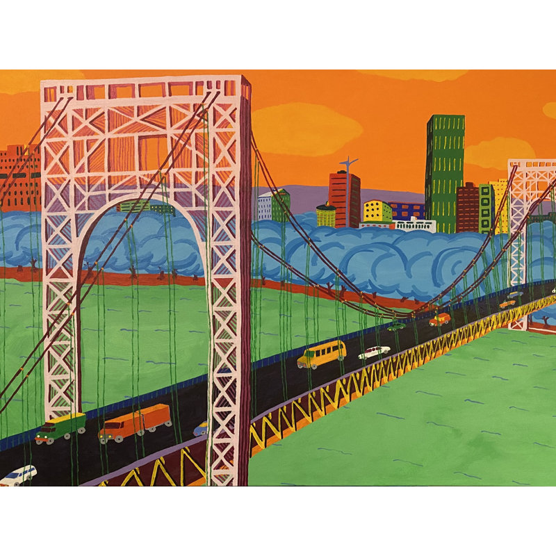 George Washington Bridge Framed Photographic Print, 24" H x 32" W, Black Framed Canvas