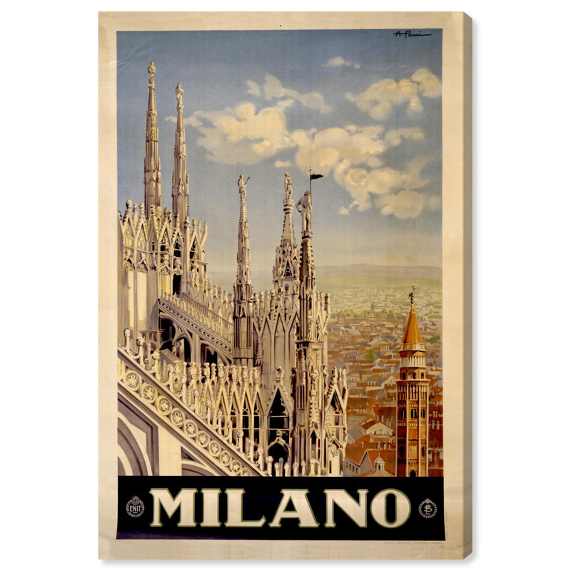Affiche rétro Milano par Art Remedy, Cadre argenté, H 16 po x l 11 po