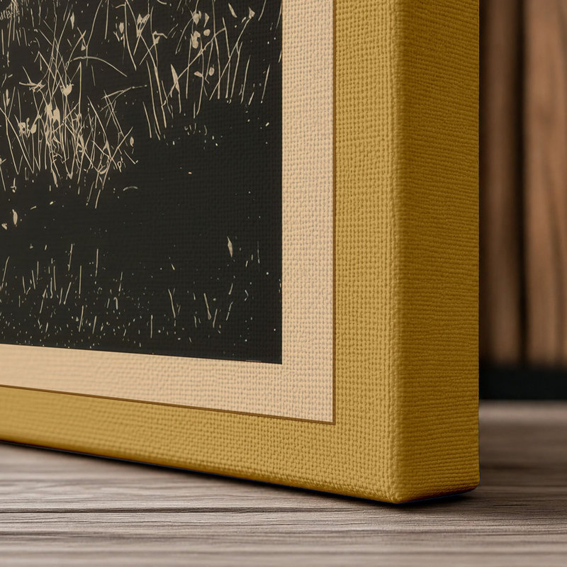Bison Silhouette Rustic - Wrapped Canvas, 30x20 - 76.2 x 50.8 cm, Ochre Border