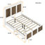 Grand lit plateforme en bois de style campagnard | Lit moderne avec décoration en bandes de bois et support en lattes de contreplaqué, blanc-2038797778-2038797777