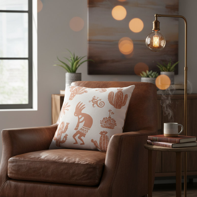 Kokopelli Throw Pillow 18" x 18"
