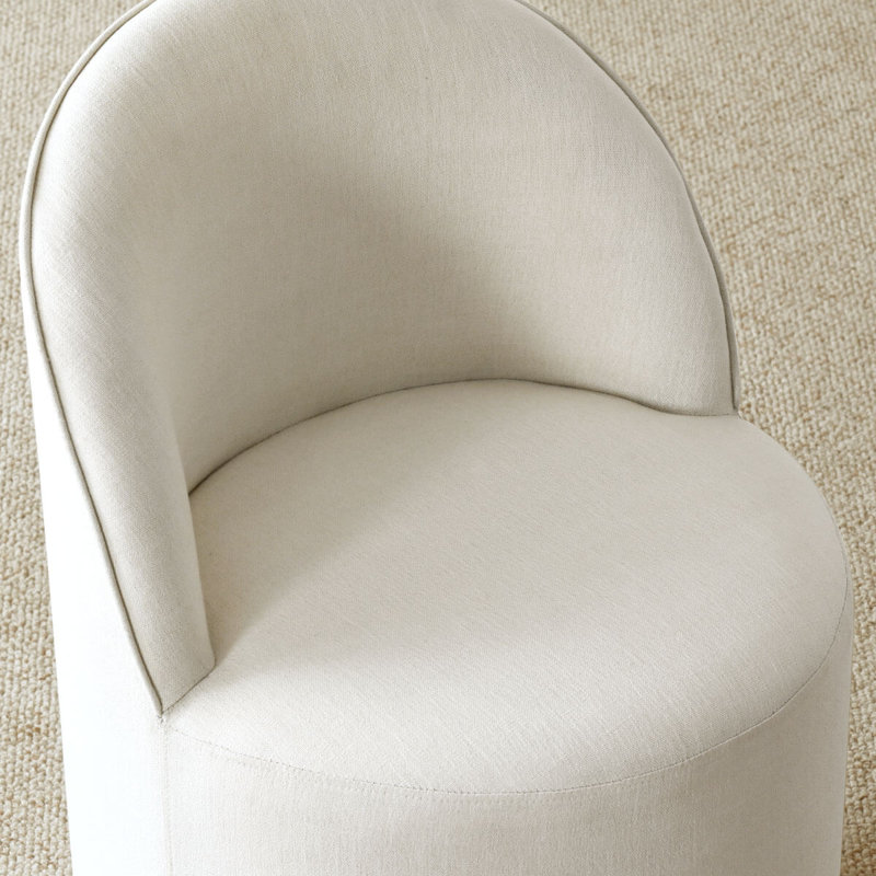 Chaise pivotante en lin avec roulettes cachées, Crème, 1