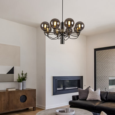8-Light Dimmable Modern Glass Globe Chandelier Sputnik Chandelier