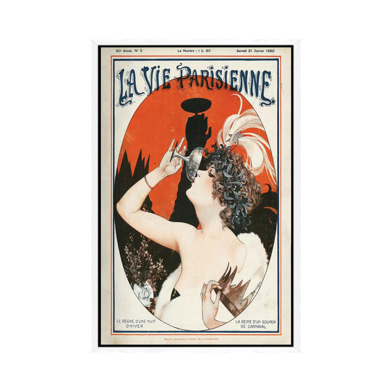 1922 La Vie Parisienne Magazine Cover by Cheri Herouard - Gallery-Wrapped Canvas Giclée on Canvas, White Framed