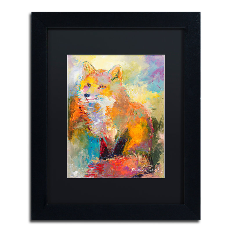 « fox », impression sur toile, H 14 po x l 11 po x P 0,5 po, Noir, Cadre noir