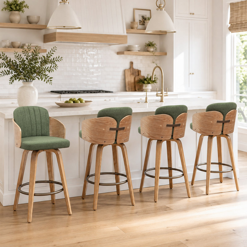 Tabourets de bar Tyandra, Vert, Tabouret de comptoir (siège d'une hauteur de 25,3